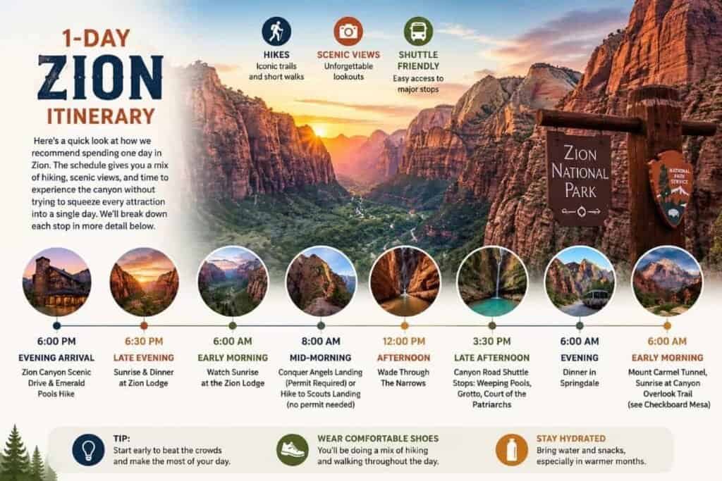 A suggested itinerary for one day in Zion National Park