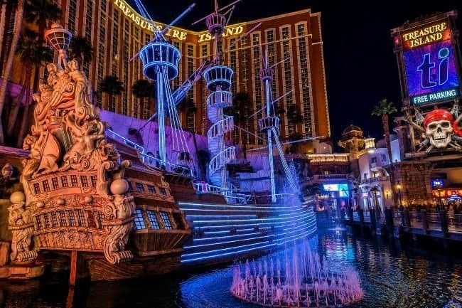 Treasure Island Pirate Ship Las Vegas at Night