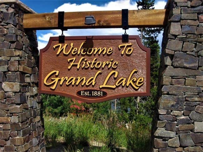 Welcome Sign Grand Lake just one of the stops on the drive on the amazing Trail Ridge Road
