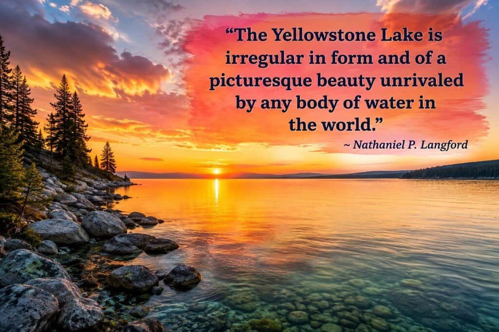 "The Yellowstone Lake is irregular in form and of a picturesque beauty unrivaled by any body of water in the world."
~ Nathaniel P. Langford