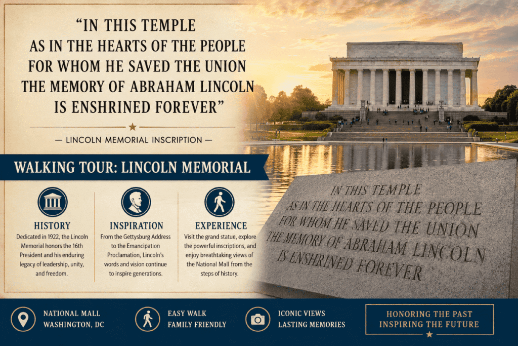 Lincoln Memorial Quote, "In this temple as in the hearts of the people whom he saved the union the memory of Abraham Lincoln is enshrined forever"