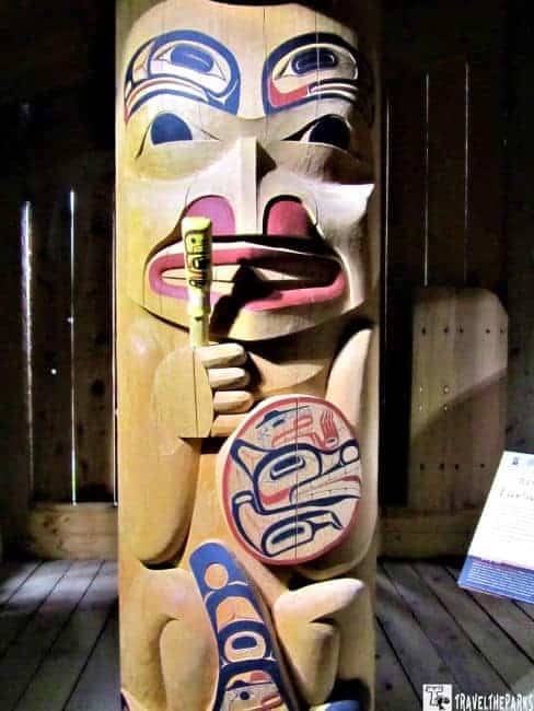 Totem display at the Alaska Native Heritage Cultural Center