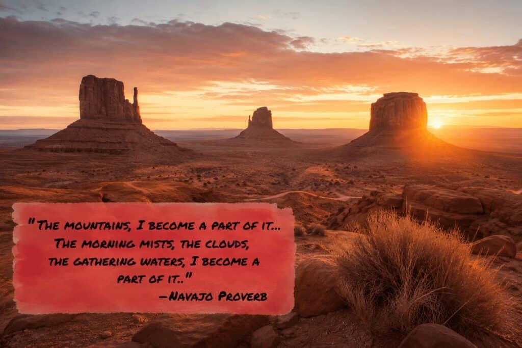 "The mountains, I become a part of it... The morning mists, the clouds, the gathering waters, I become a part of it." –Navajo Proverb