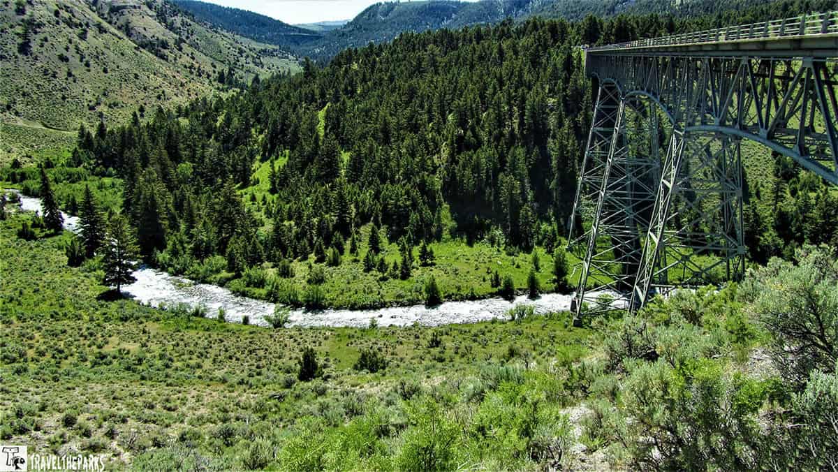 Yellowstone River and side view of the Yellowstone River Bridge