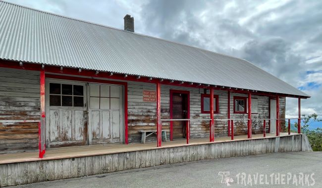 Mine Office & Commisary: Wooden building with red trim and metal roof at Independence Mine National Historic Site: Wooden building with red trim and metal roof at Independence Mine National Historic Site.