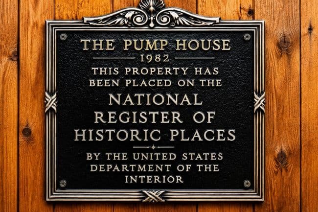 Pump House National Hisotric place placard