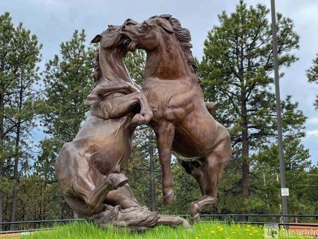 Fighting Stallions bronze sculpture by Korczak Ziółkowski at Crazy Horse Memorial in South Dakota
