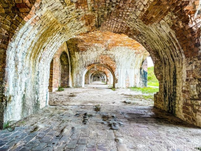 Casements at Fort Pickens appear as a tunnel