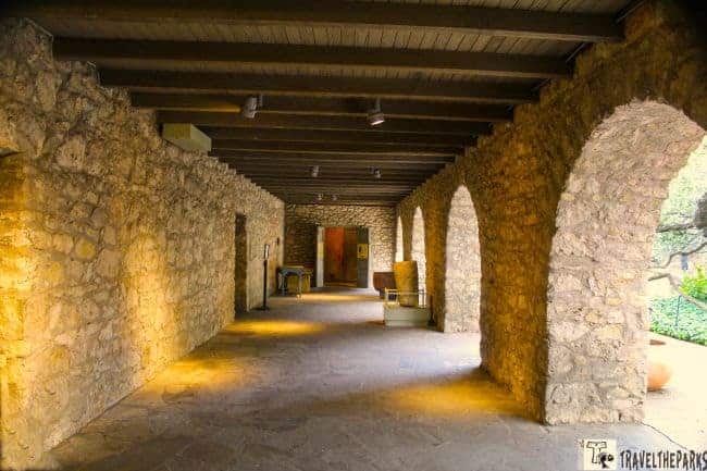 The portico of the Long Barracks Museum at the Alamo