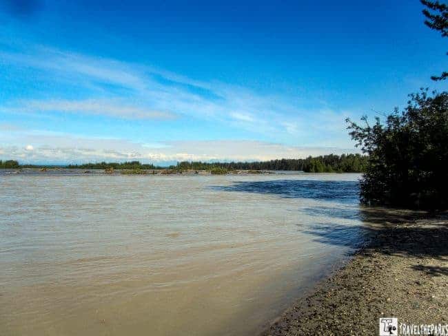 Views of the muddy Susitna River Talkeetna in early spring