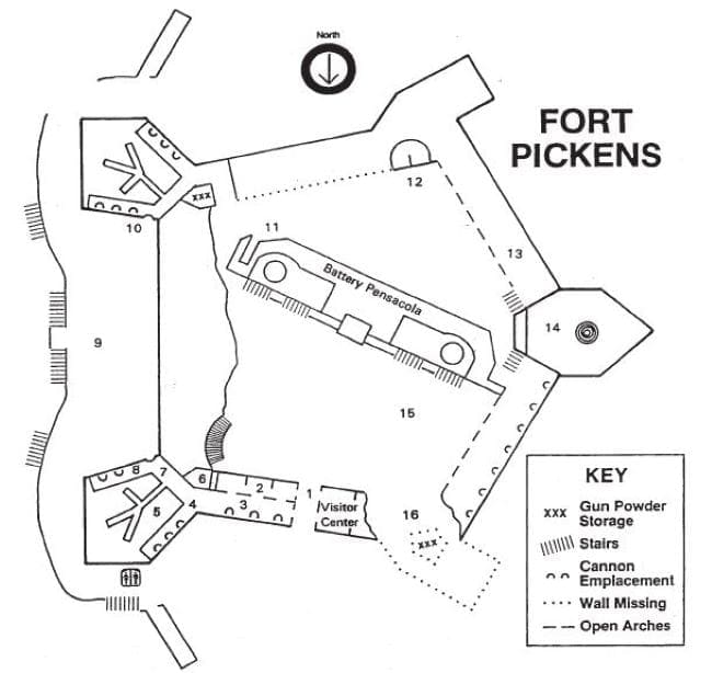 Map of the slf-guided tour Fort Pickens