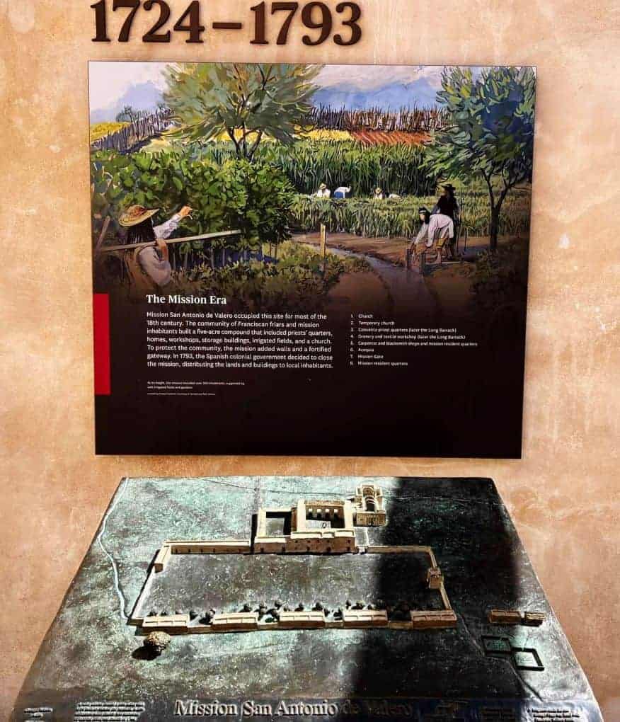 The mission Era-Informational Panel -The Alamo exhibit