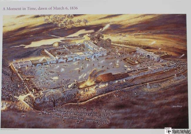 Painting of the final Battle for the Alamo