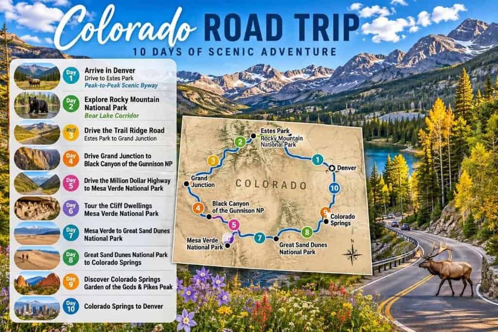 10-day itinerary for Colorado National Parks Road trip