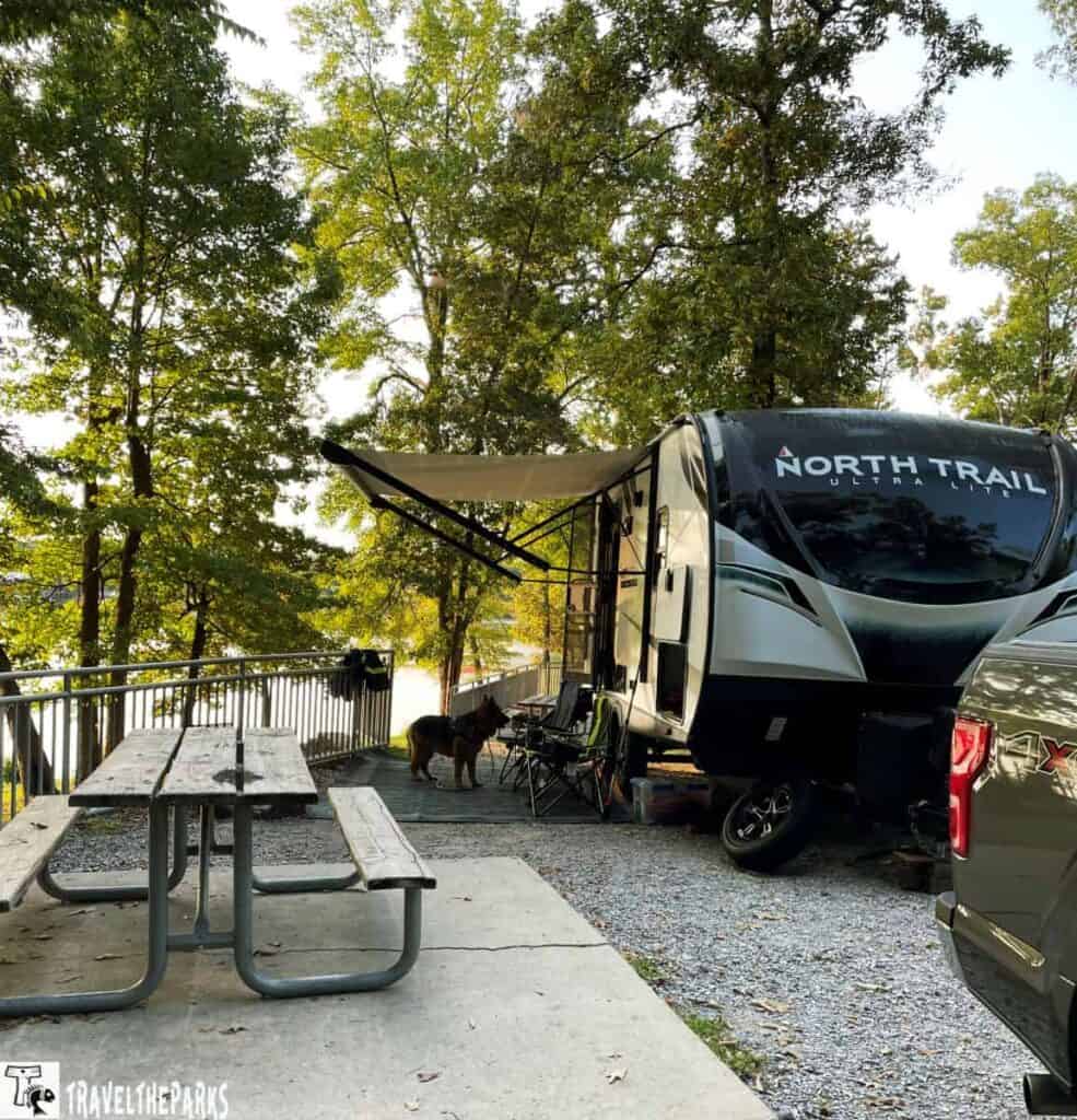 Camper in a site at Harrison Bay State Park in Tennessee.