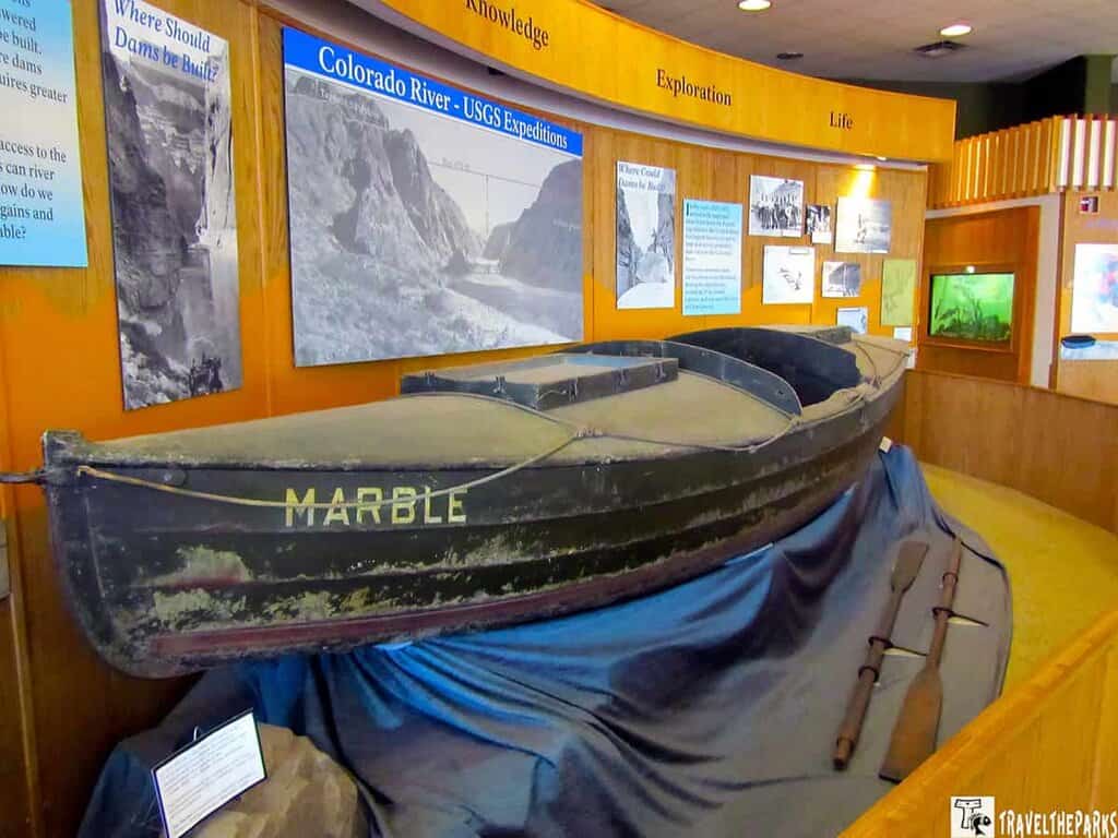 Colorado USGS expedition boat display at Carl Hayden Visitor center