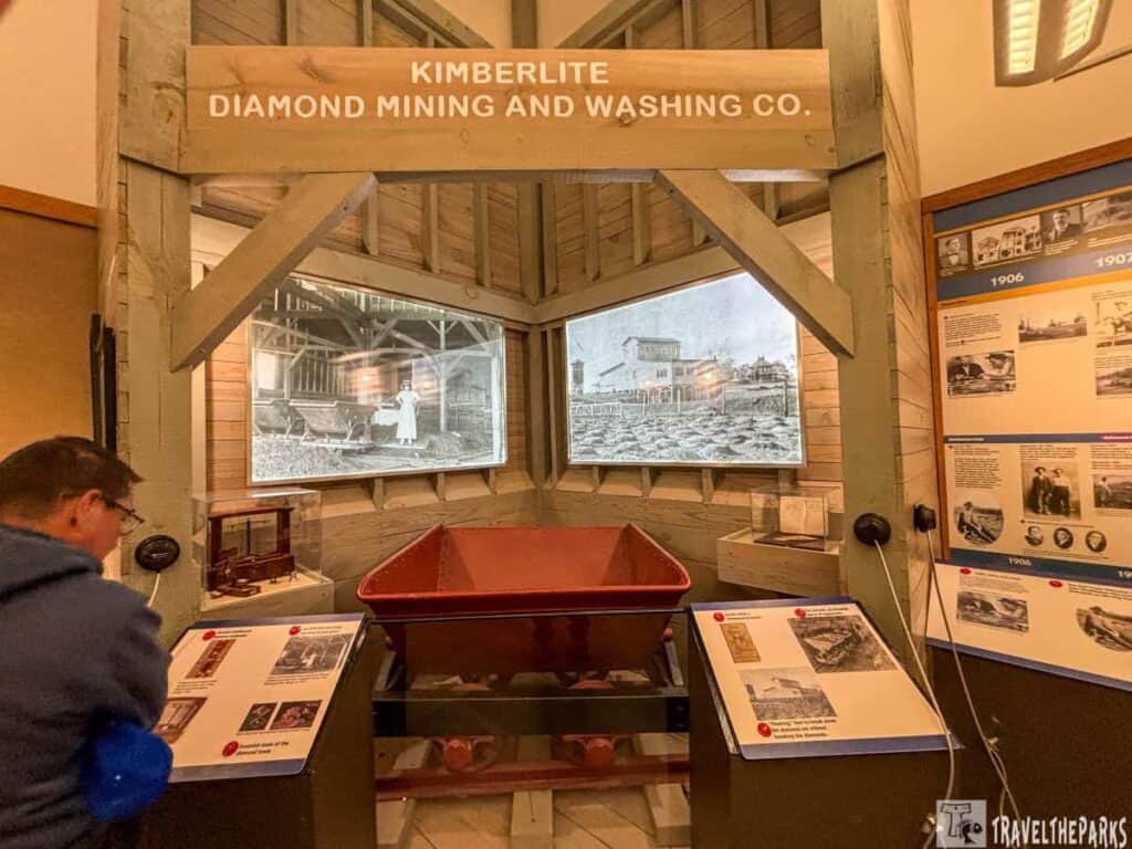 Visitor Center display showcasing Kimberlite Diamond Mining history.