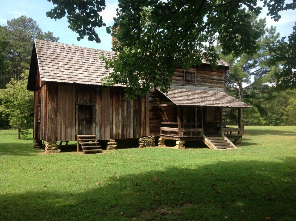 Vann's Tavern, a tavern built by James Vann was relocated to New Echota Historic Site in 1955, near Calhoun, Georgia-NPS