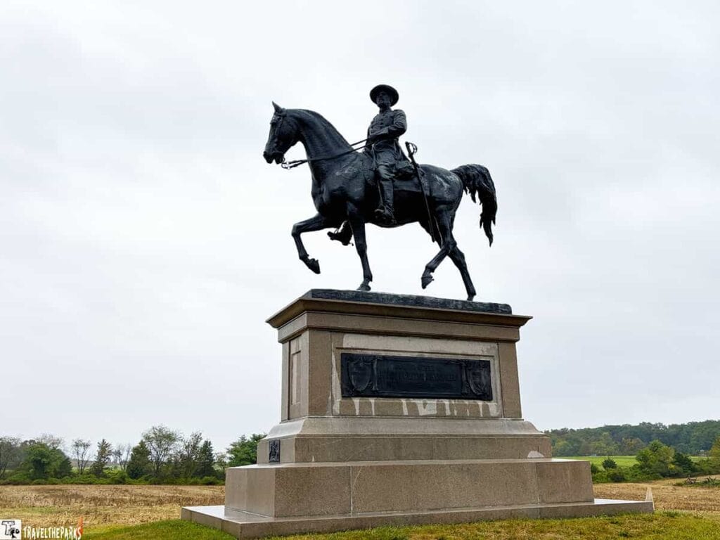 General John Reynolds Memorial (1898), military figure on a horse atop a stone pedestal at Gettysburg National Military Park.