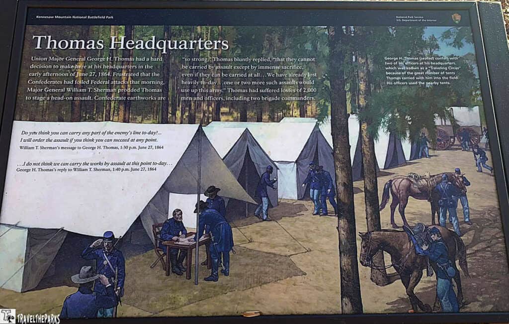 Information panel with a Civil War camp scene and descriptive text about Union Major General George H. Thomas.