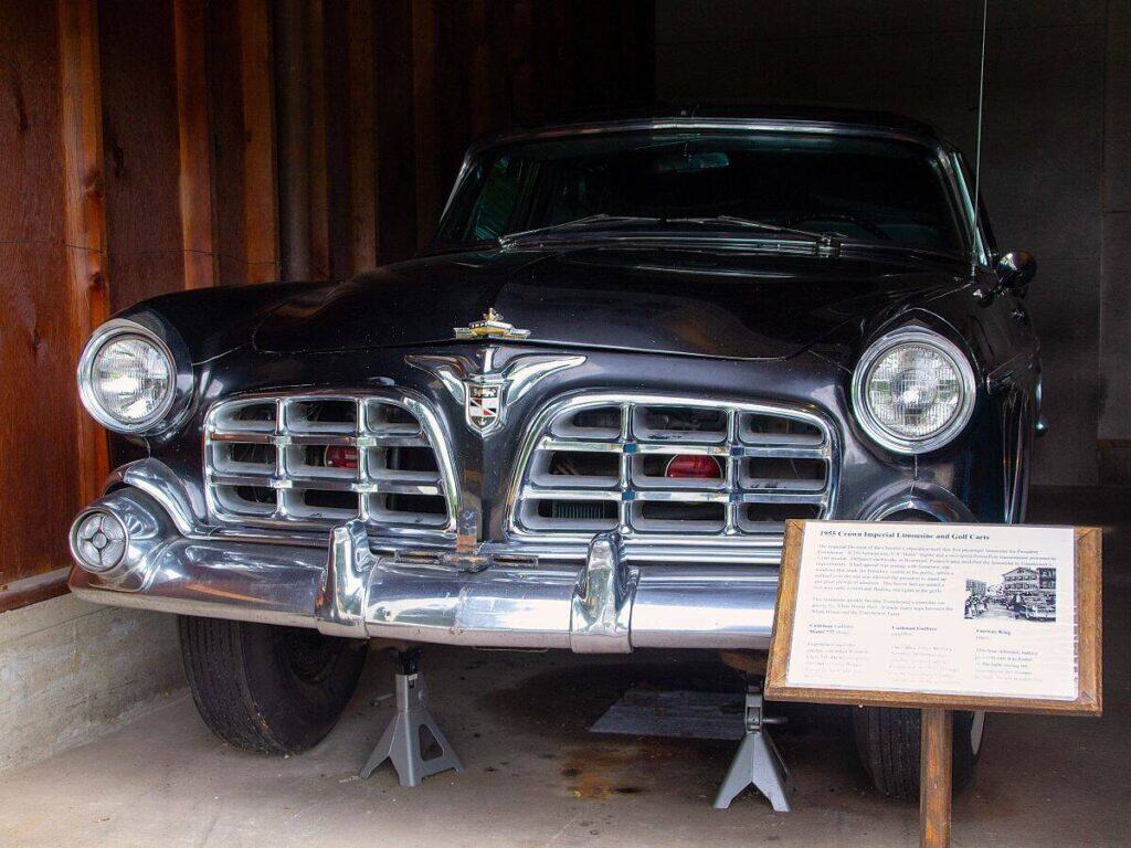 Eisenhower’s 1955 Chrysler Crown Imperial Limousine on display in the barn at Eisenhower National Historic Site