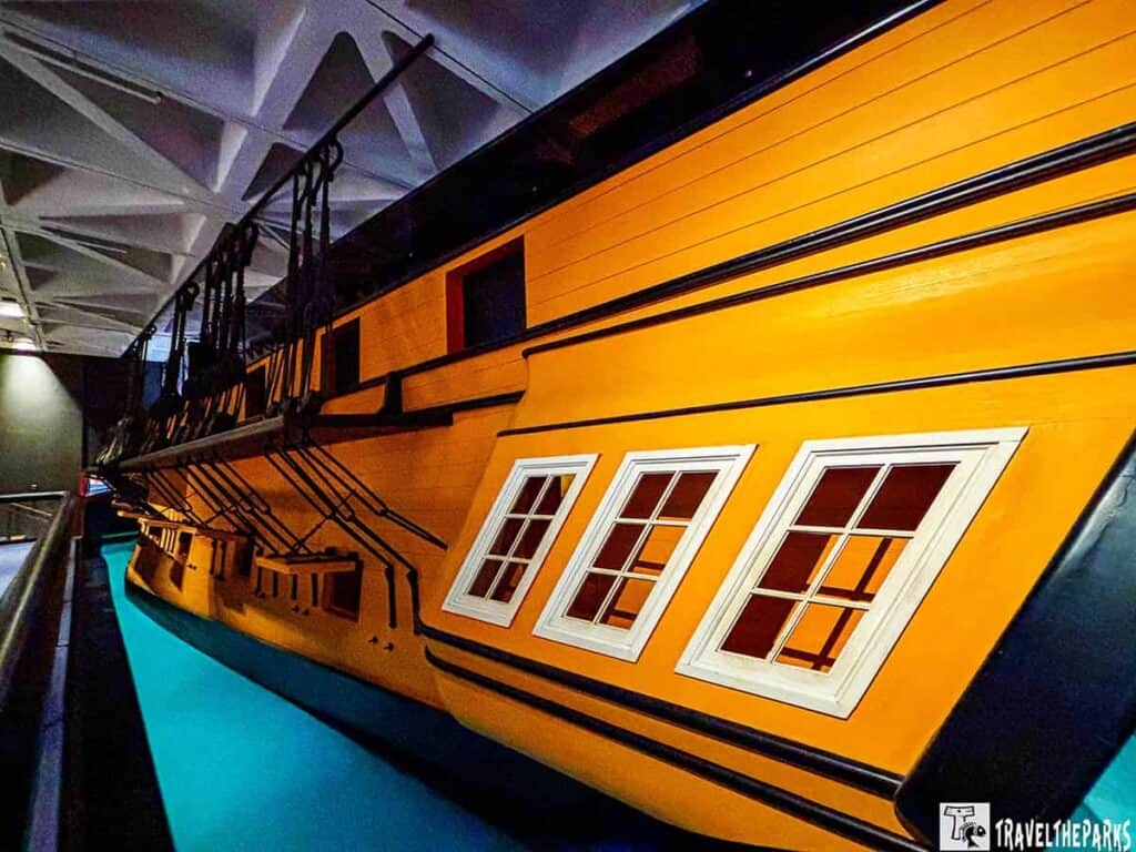 reproduction of the HMS Charon at the Yorktown Battlefield Visitor's Center.