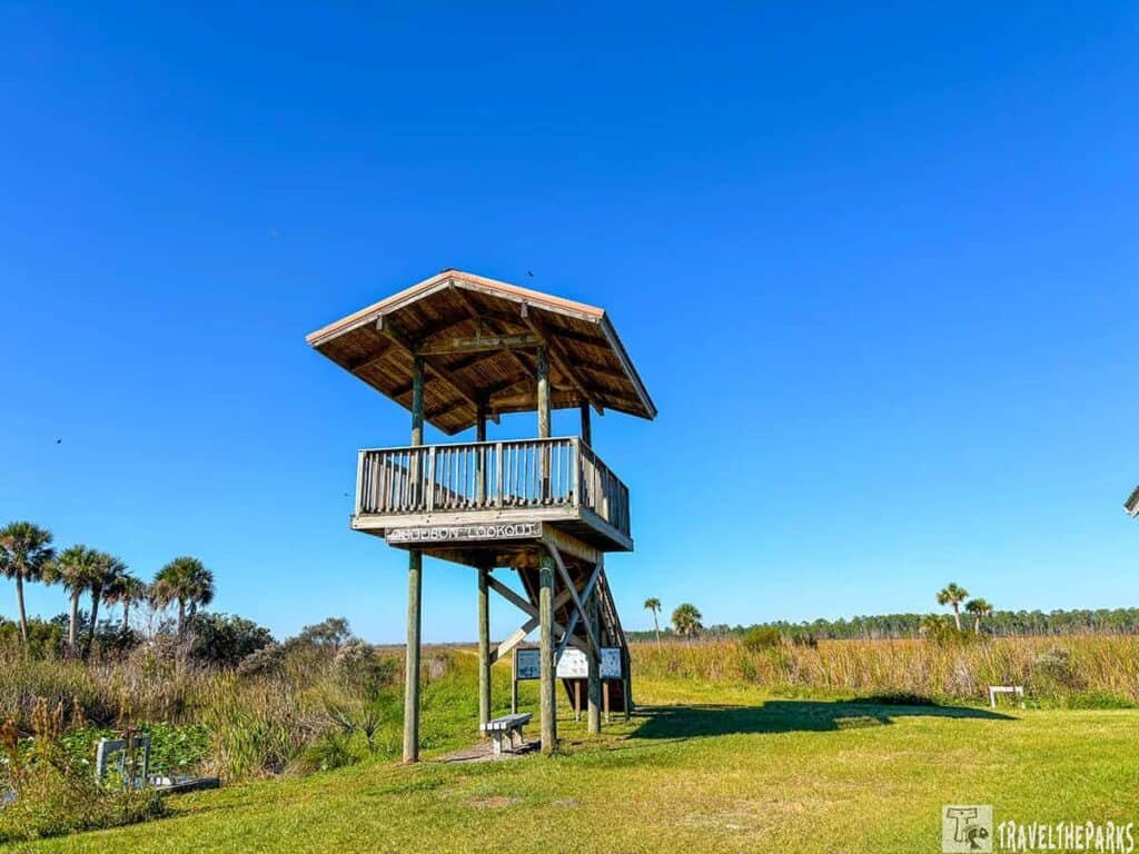 Observation tower for great wildlife viewing at Lake Woodruff National Wildlife Refuge Florida