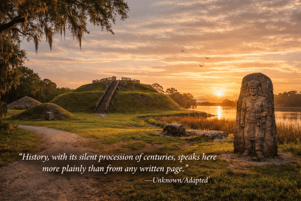 "History, with its silent procession of centuries, speaks here more plainly than from any written page." – Unknown/Adapted
