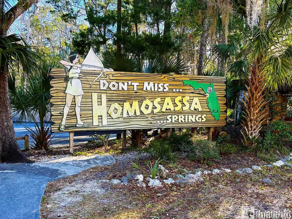 Sign at Homosassa Springs Wildlife State Park in Homosassa Springs, Florida.
