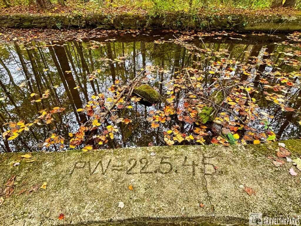 If you look closely, you can see markings made by a POW in 1945 on this dam