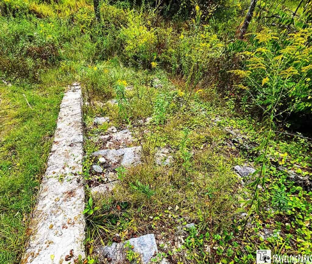 the latrine and bathhouse ruins, the base of the church camp pavilion, and the CCC-era “steps to nowhere,” once used for camper photos.