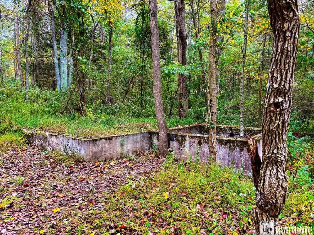 Camp Michaux walking tour stop 20 pump house ruins