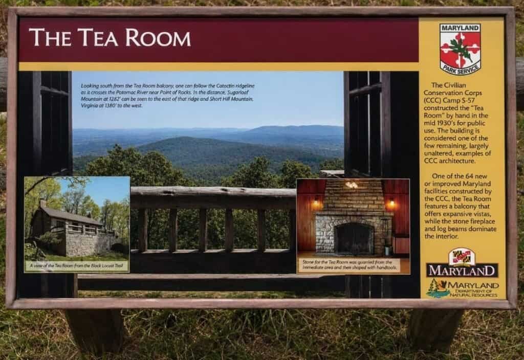 The tea room atop Gambrill State Park offers stunning mountain views and a peaceful atmosphere for visitors.
