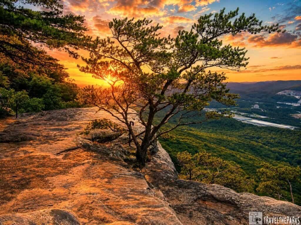 Point park at Chickamauga and Chattanooga National Military Park sunset