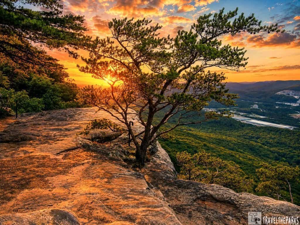 Point park at Chickamauga and Chattanooga National Military Park sunset